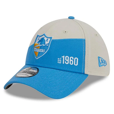 Men's New Era Cream/Powder Blue Los Angeles Chargers 2023 Sideline Historic 39THIRTY Flex Hat