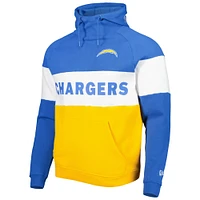 Men's New Era Gold Los Angeles Chargers Colorblock Current Pullover Hoodie