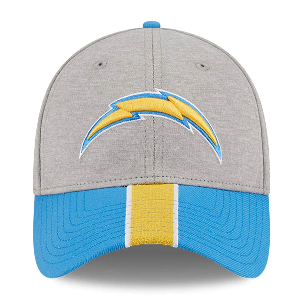 Men's New Era Heather Gray/Powder Blue Los Angeles Chargers Striped 39THIRTY Flex Hat