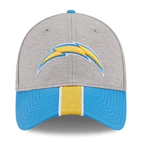 Men's New Era Heather Gray/Powder Blue Los Angeles Chargers Striped 39THIRTY Flex Hat