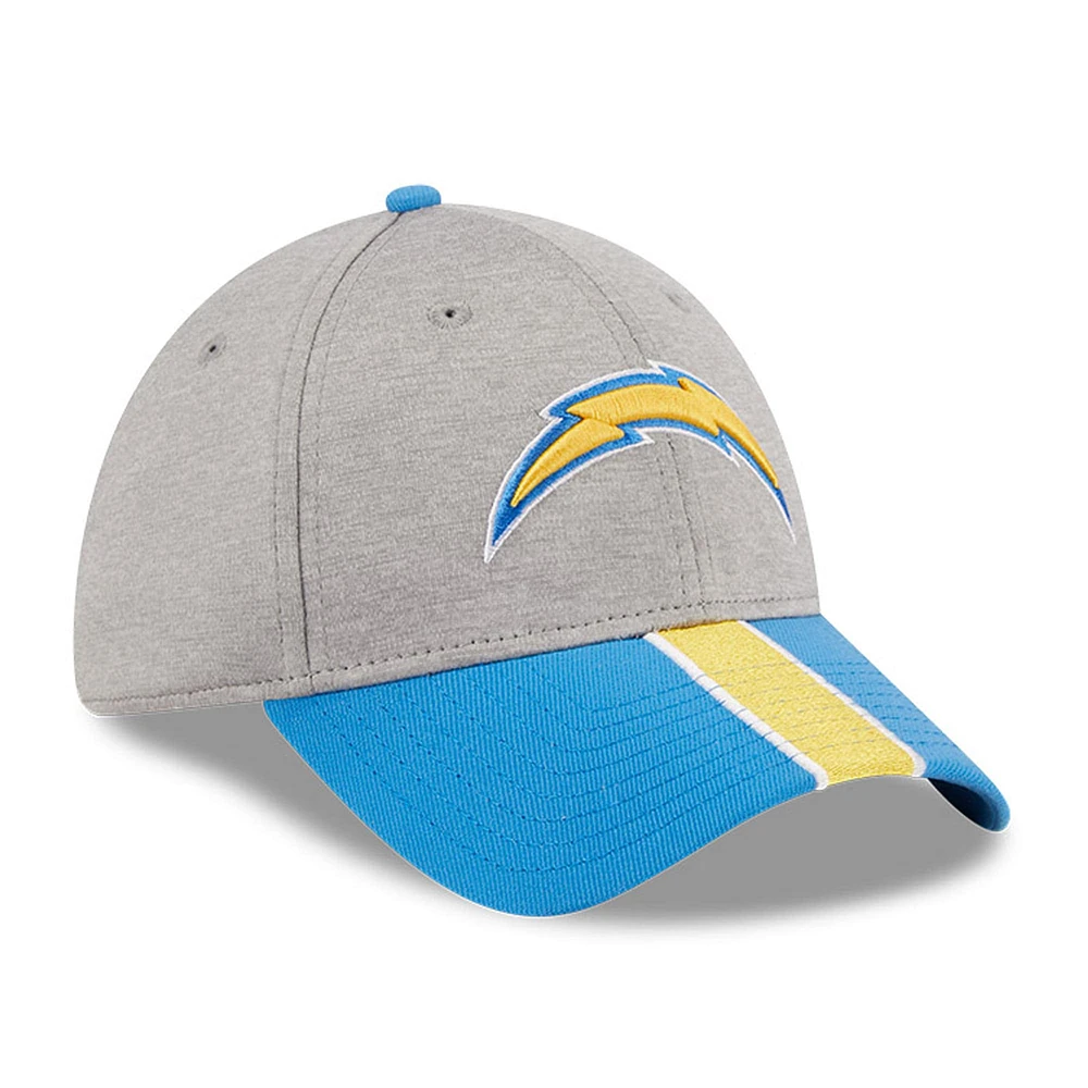Men's New Era Heather Gray/Powder Blue Los Angeles Chargers Striped 39THIRTY Flex Hat