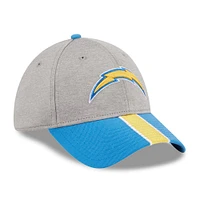 Men's New Era Heather Gray/Powder Blue Los Angeles Chargers Striped 39THIRTY Flex Hat