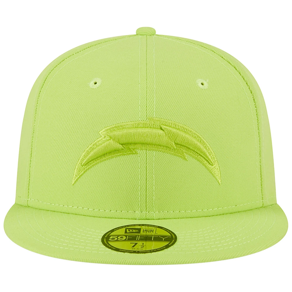 Men's New Era Neon Green Los Angeles Chargers Color Pack Brights 59FIFTY Fitted Hat