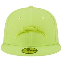 Men's New Era Neon Green Los Angeles Chargers Color Pack Brights 59FIFTY Fitted Hat