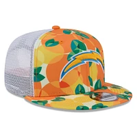 Men's New Era Orange Los Angeles Chargers Citrus 9FIFTY Trucker Snapback Hat