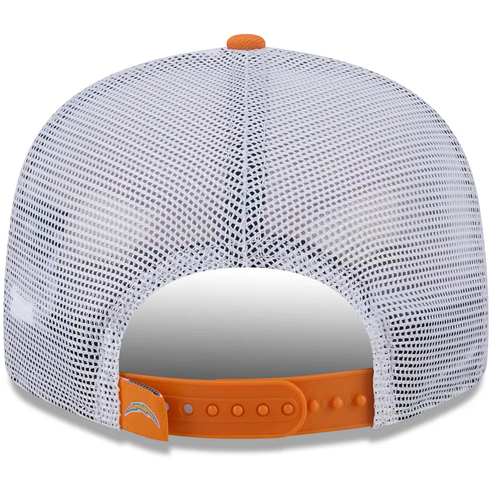 Men's New Era Orange Los Angeles Chargers Citrus 9FIFTY Trucker Snapback Hat