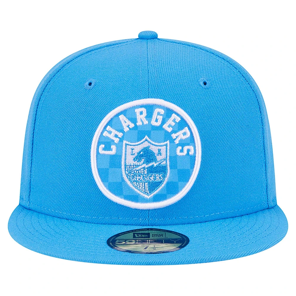 Men's New Era Powder Blue Los Angeles Chargers Checkered 59FIFTY Fitted Hat