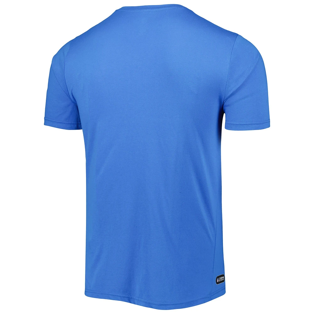 Men's New Era Powder Blue Los Angeles Chargers Combine Authentic Training Huddle Up T-Shirt