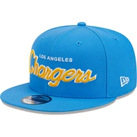 Men's New Era Powder Blue Los Angeles Chargers Main Script 9FIFTY Snapback Hat