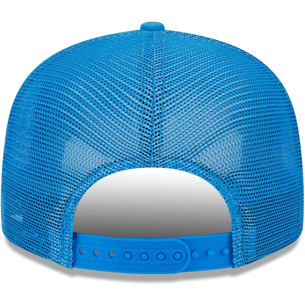 Men's New Era Powder Blue Los Angeles Chargers Stacked Trucker 9FIFTY Snapback Hat
