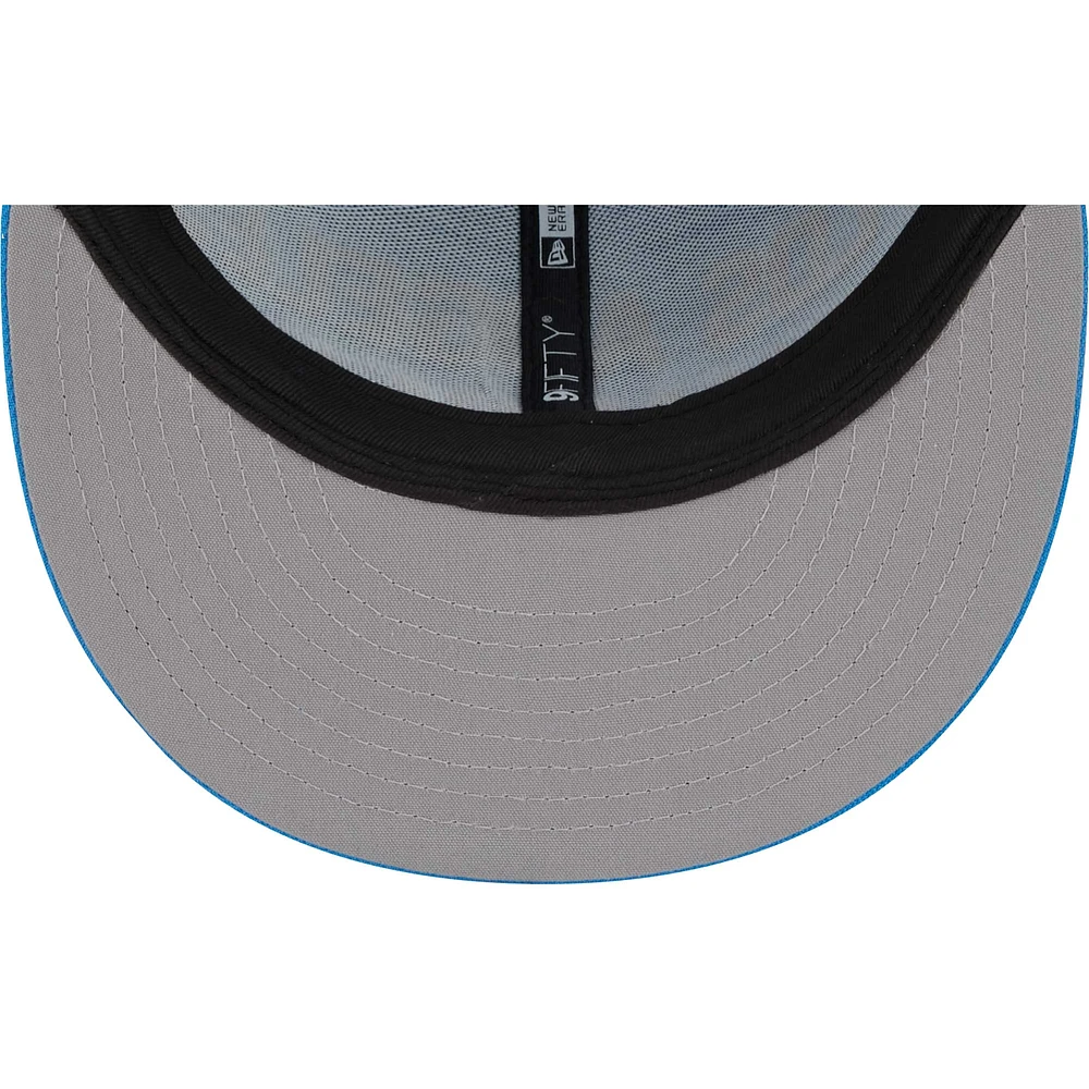 Men's New Era Powder Blue Los Angeles Chargers Stacked Trucker 9FIFTY Snapback Hat