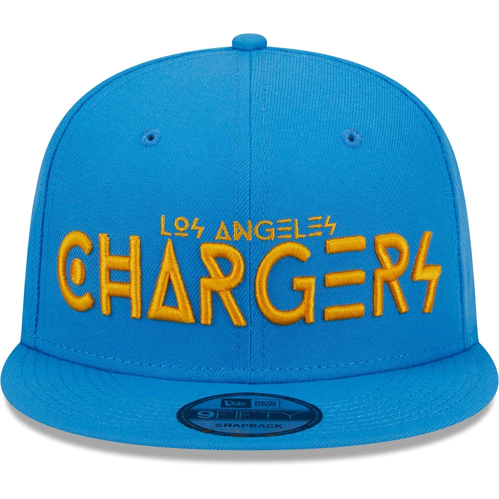 Men's New Era Powder Blue Los Angeles Chargers Word 9FIFTY Snapback Hat