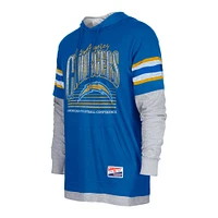 Men's New Era Royal Los Angeles Chargers Twofer Long Sleeve Hooded T-Shirt