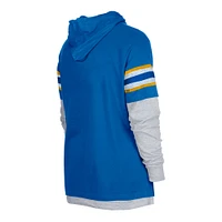 Men's New Era Royal Los Angeles Chargers Twofer Long Sleeve Hooded T-Shirt