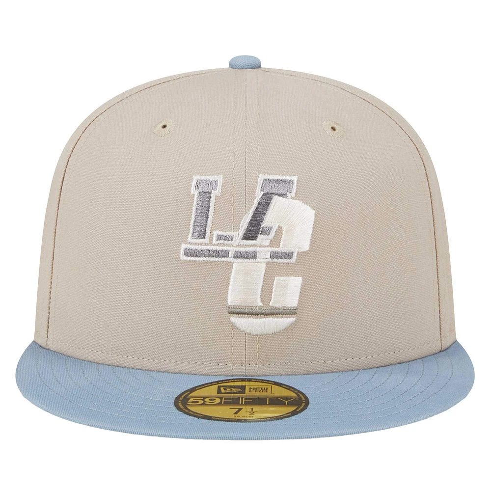 Men's New Era Stone/Light Blue Los Angeles Chargers City Originals Lifestyle Two-Tone 59FIFTY Fitted Hat