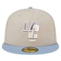 Men's New Era Stone/Light Blue Los Angeles Chargers City Originals Lifestyle Two-Tone 59FIFTY Fitted Hat