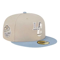 Men's New Era Stone/Light Blue Los Angeles Chargers City Originals Lifestyle Two-Tone 59FIFTY Fitted Hat