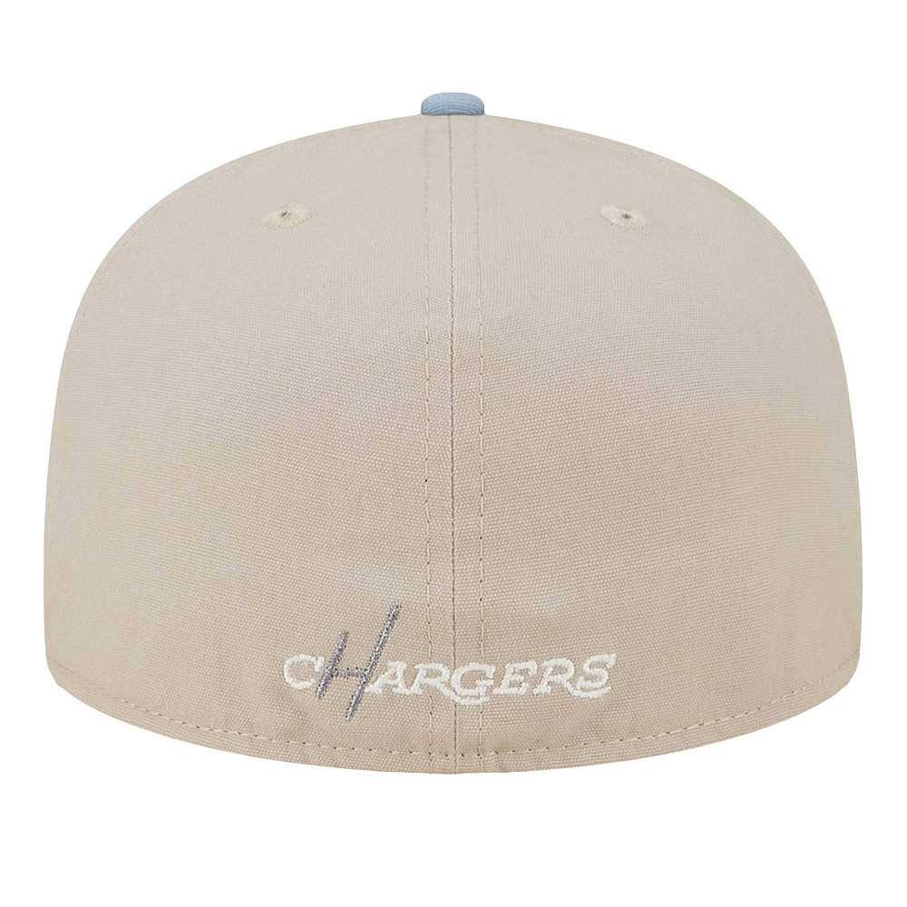 Men's New Era Stone/Light Blue Los Angeles Chargers City Originals Lifestyle Two-Tone 59FIFTY Fitted Hat