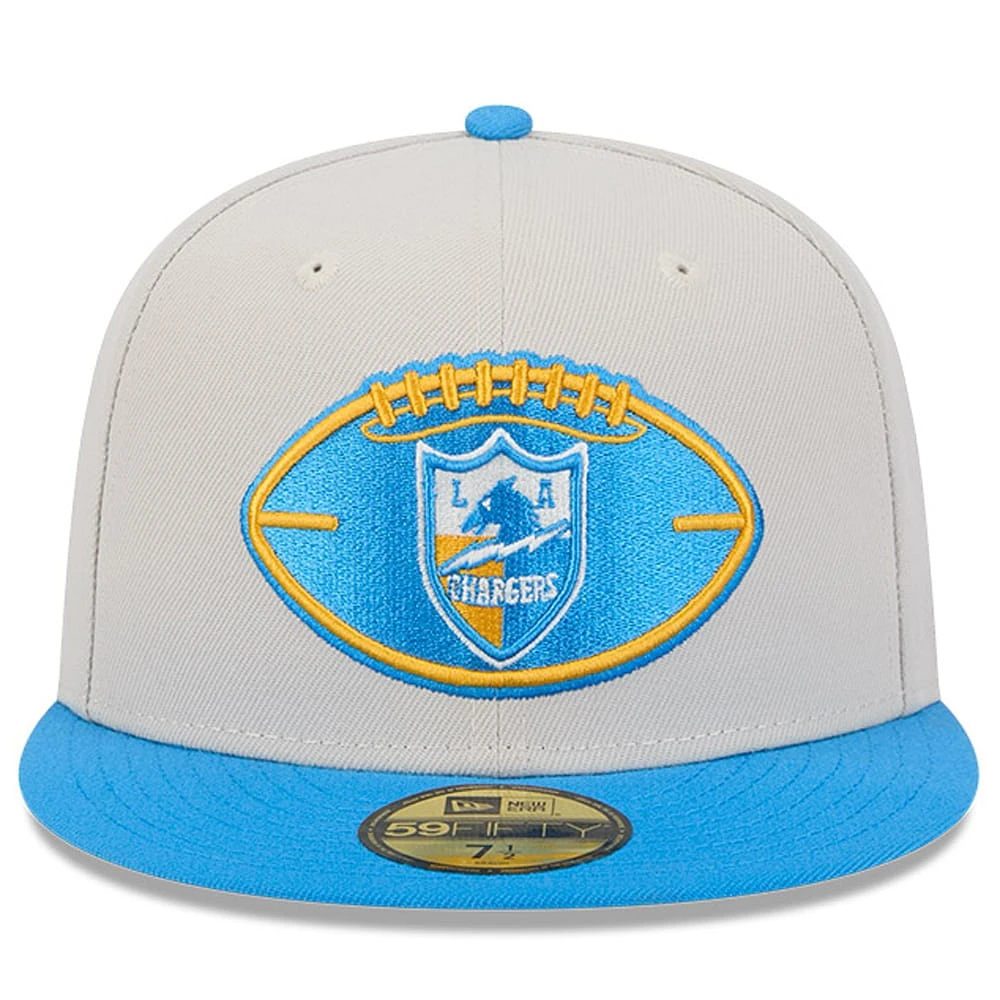 Men's New Era Stone/Powder Blue Los Angeles Chargers 2024 Sideline Historic 59FIFTY Fitted Hat