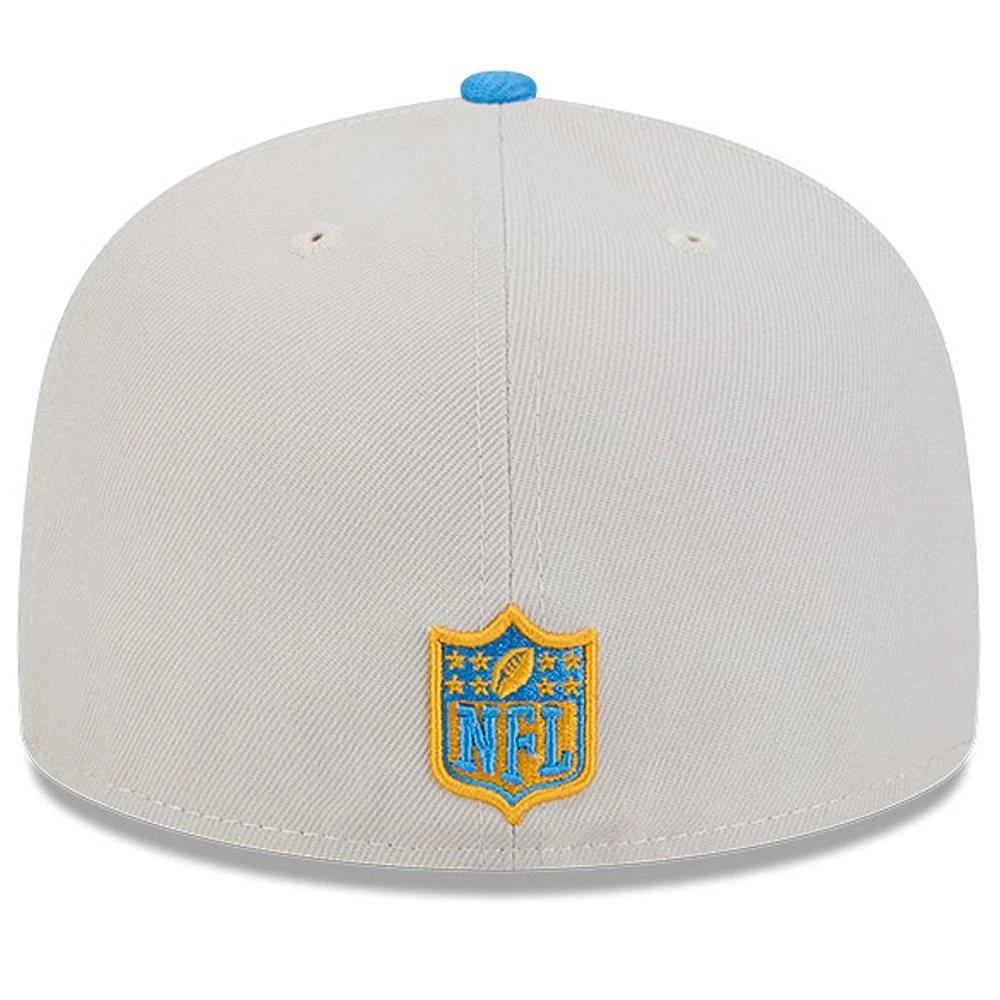 Men's New Era Stone/Powder Blue Los Angeles Chargers 2024 Sideline Historic 59FIFTY Fitted Hat
