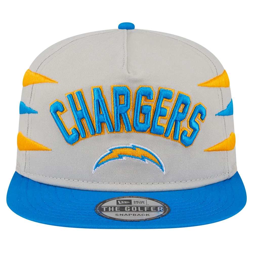 Men's New Era Stone/Powder Blue Los Angeles Chargers Athletic Golfer Snapback Hat