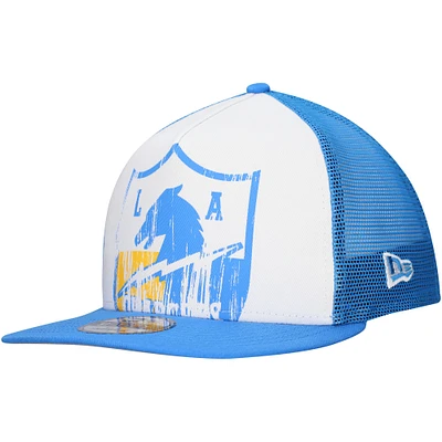 Casquette à visière plate New Era 9FIFTY A-Frame blanche/bleu poudré pour homme des Los Angeles Chargers