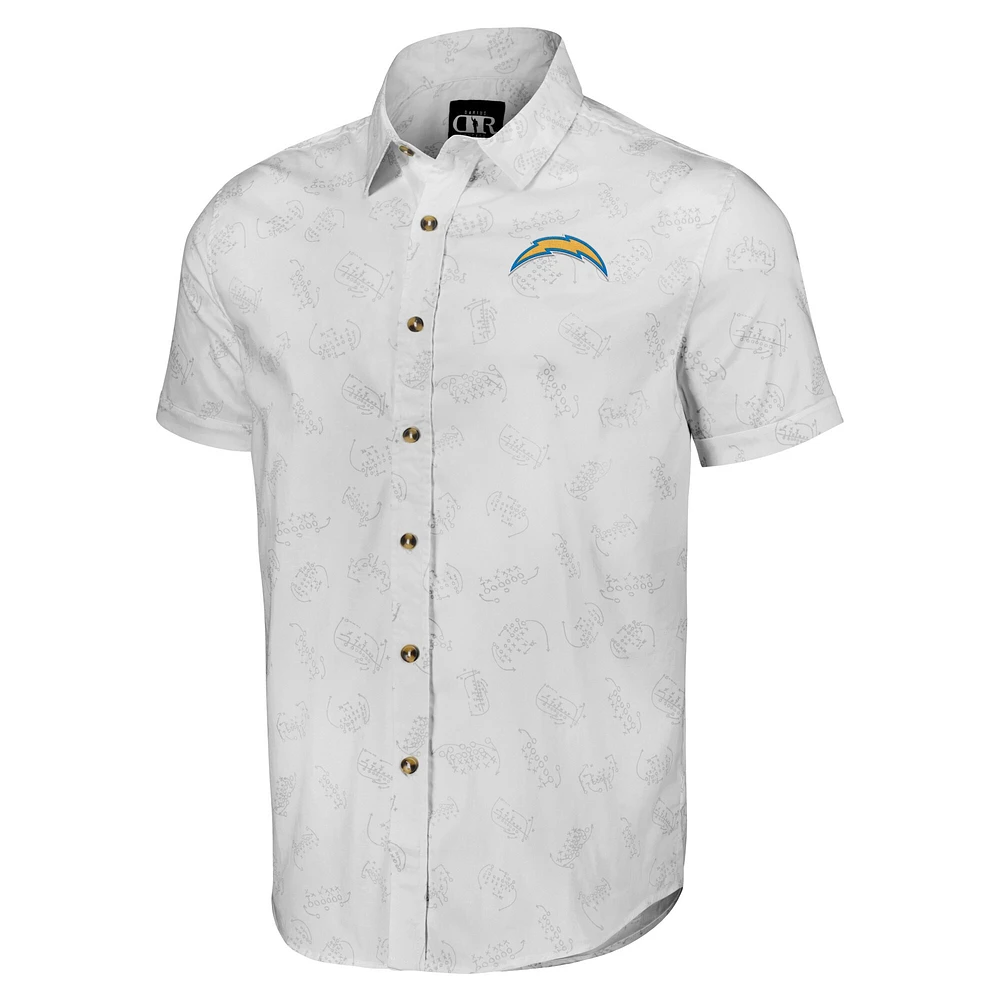 Men's NFL x Darius Rucker Collection by Fanatics White Los Angeles Chargers Woven Short Sleeve Button Up Shirt