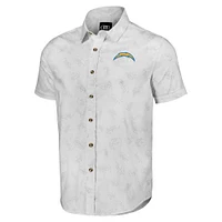 Men's NFL x Darius Rucker Collection by Fanatics White Los Angeles Chargers Woven Short Sleeve Button Up Shirt