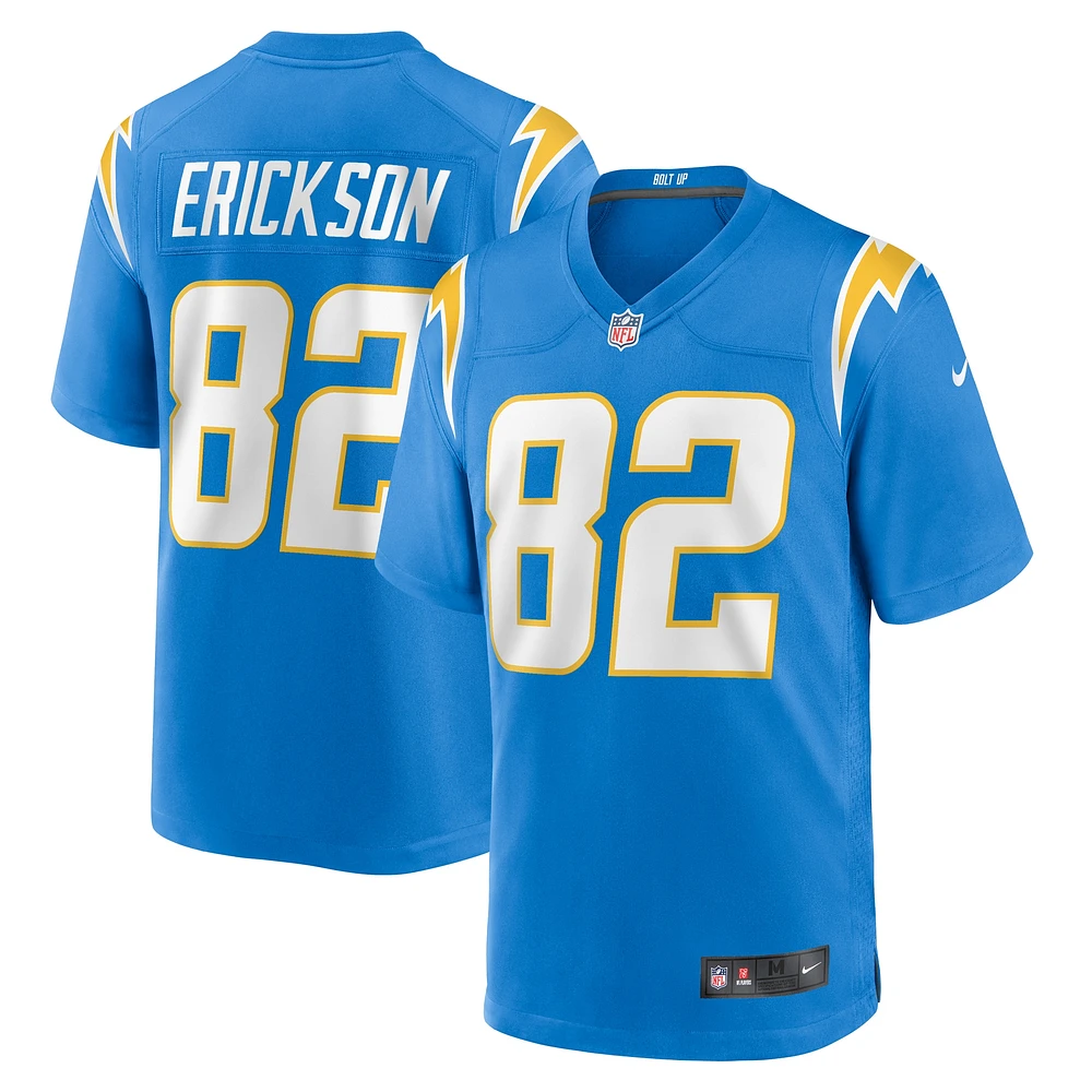 Maillot de match l'équipe Nike Alex Erickson pour hommes, bleu poudre des Chargers Los Angeles