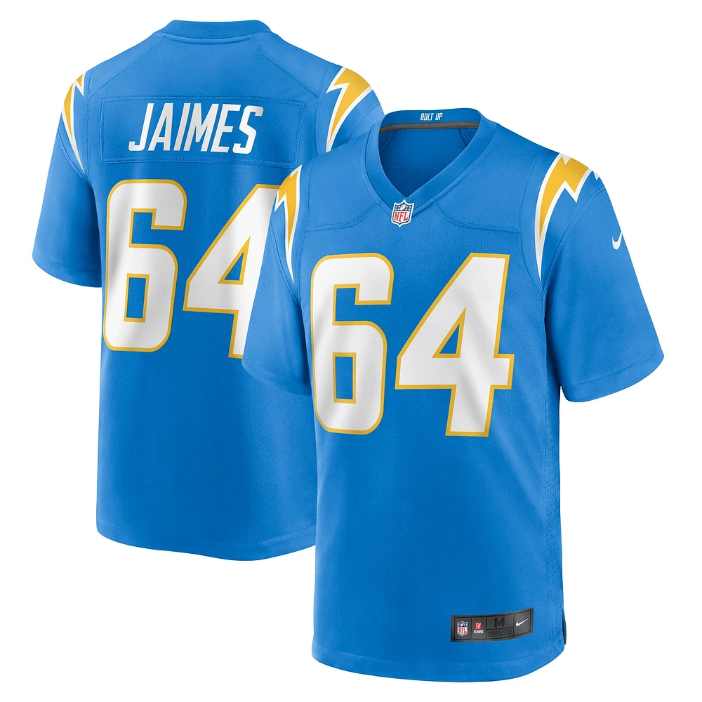 Maillot de match Nike Brenden Jaimes pour hommes, bleu poudre, Los Angeles Chargers
