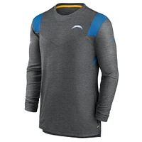 Men's Nike Charcoal Los Angeles Chargers Sideline Tonal Logo Performance Player Long Sleeve T-Shirt