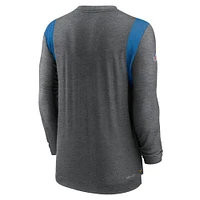 Men's Nike Charcoal Los Angeles Chargers Sideline Tonal Logo Performance Player Long Sleeve T-Shirt