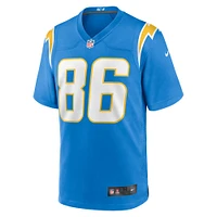 Maillot de match l'équipe Nike Cornelius Johnson pour hommes, bleu poudre des Chargers Los Angeles