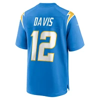 Maillot de match d'équipe Los Angeles Chargers Nike Derius Davis Powder Blue pour homme