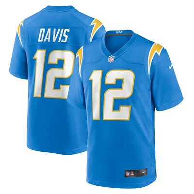Maillot de match d'équipe Los Angeles Chargers Nike Derius Davis Powder Blue pour homme