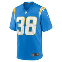Maillot de jeu d'équipe Nike Emany Johnson bleu poudre pour homme des Los Angeles Chargers