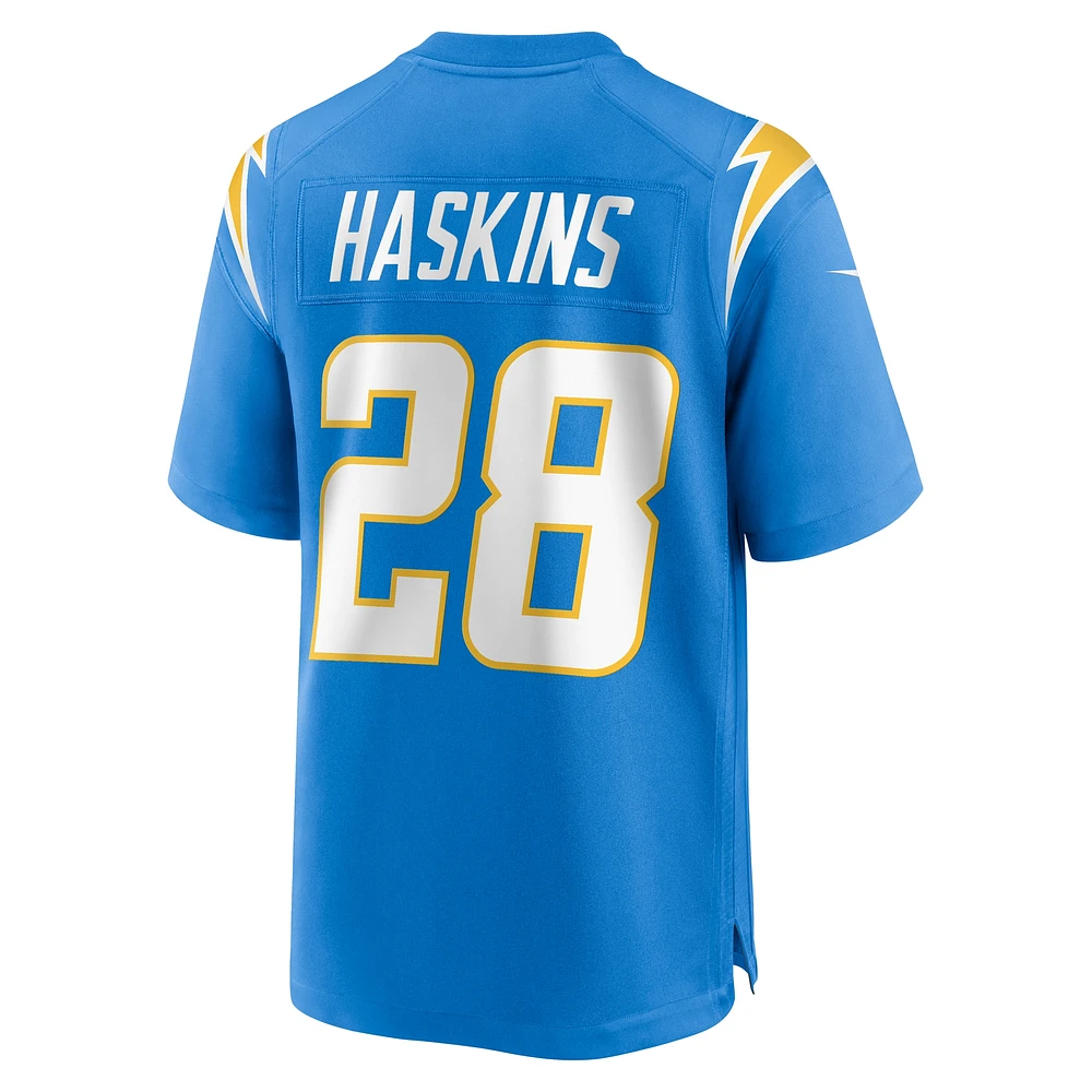 Men's Nike Hassan Haskins  Powder Blue Los Angeles Chargers Team Game Jersey