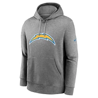 Men's Nike Heather Gray Los Angeles Chargers Club Logo Pullover Hoodie