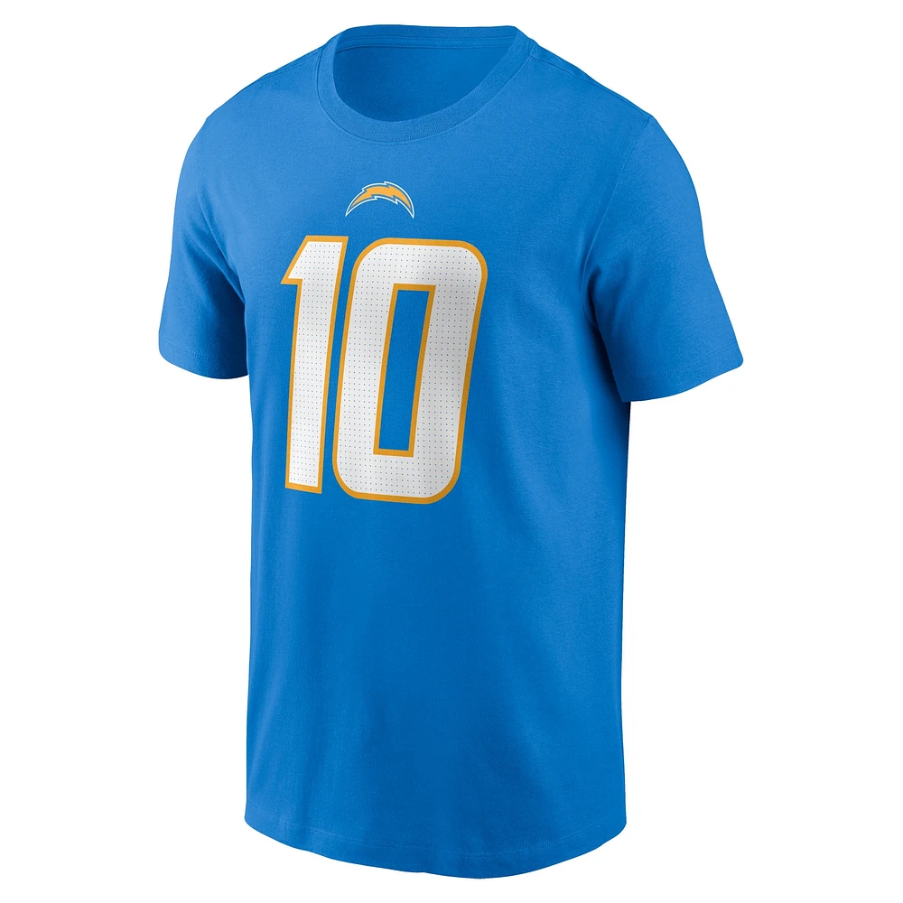 Men's Nike Justin Herbert Powder Blue Los Angeles Chargers Player Name & Number T-Shirt