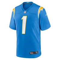 Maillot de match des Chargers Los Angeles Nike numéro 1 Dad pour homme, bleu poudre