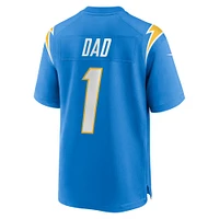 Maillot de match des Chargers Los Angeles Nike numéro 1 Dad pour homme, bleu poudre