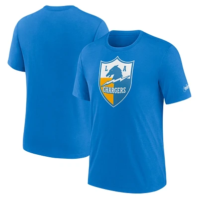 T-shirt à trois mélanges Nike Los Angeles Chargers Rewind Logo pour homme, bleu poudré