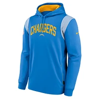 Men's Nike Powder Blue Los Angeles Chargers Sideline Athletic Stack Performance Pullover Hoodie
