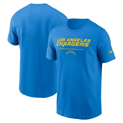T-shirt Nike Performance Sideline bleu poudre pour homme des Los Angeles Chargers