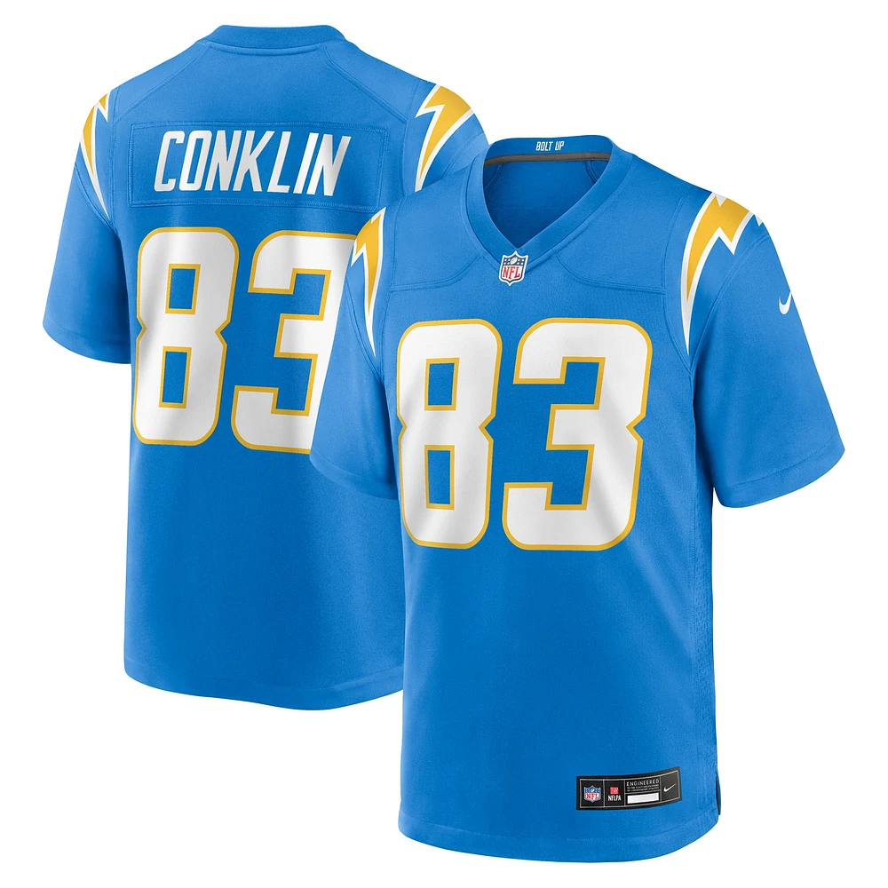 Men's Nike Tyler Conklin  Powder Blue Los Angeles Chargers Team Game Jersey