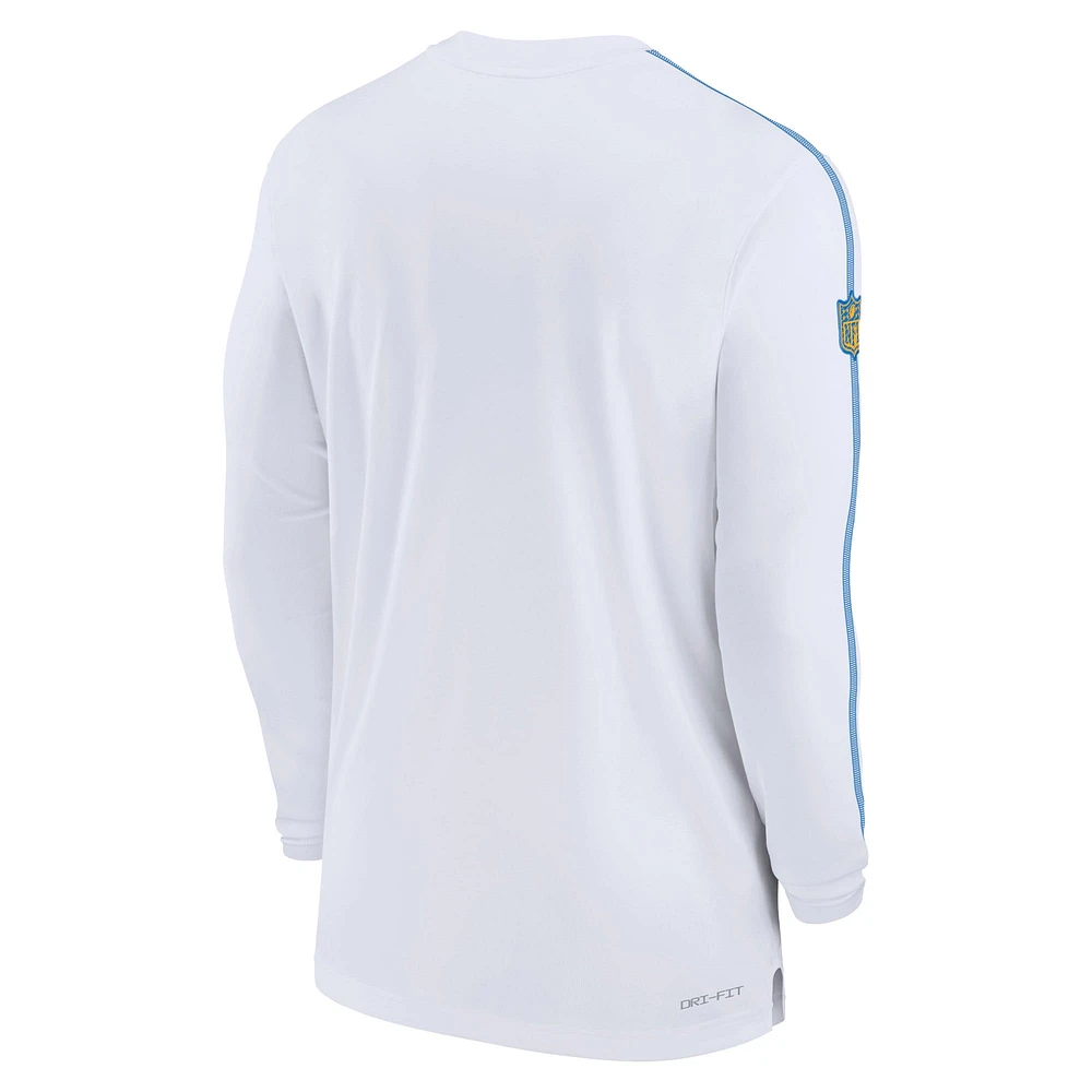 Men's Nike White Los Angeles Chargers Sideline Coach UV Performance Long Sleeve T-Shirt