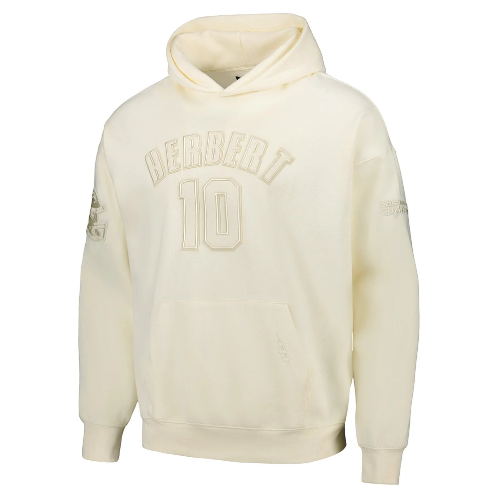 Men's Pro Standard Justin Herbert Cream Los Angeles Chargers Player Name & Number Pullover Hoodie