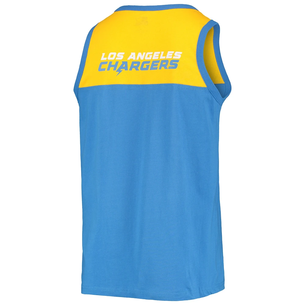 Men's Starter Powder Blue/Gold Los Angeles Chargers Team Touchdown Fashion Tank Top