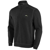 Men's Tommy Bahama Black Los Angeles Chargers Big & Tall Tobago Bay Half-Zip Sweatshirt