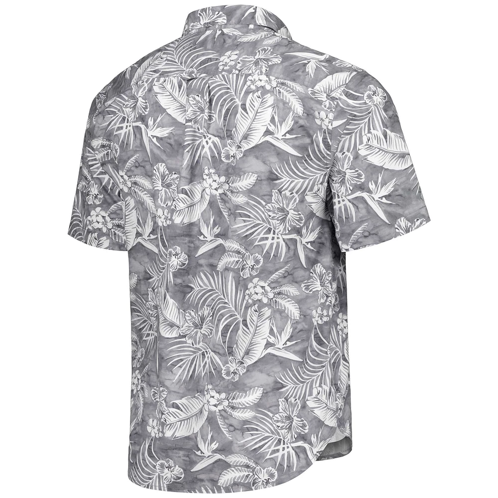 Men's Tommy Bahama Gray Los Angeles Chargers Aqua Lush Full-Button Shirt